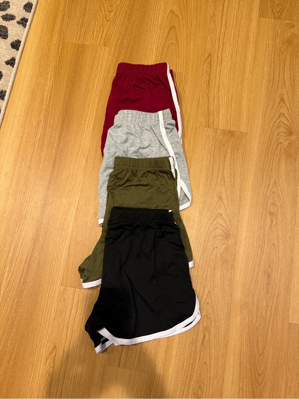 Bundle 4 Pair Womens Athletic Shorts Solid Color White Stripe